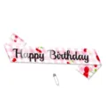 Fascia di compleanno a quadri rosa e ciliegie con spilla di sicurezza per festa - 1 Fascia di Compleanno Ciliegia (J-0514-1)