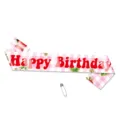 Fascia per festa di compleanno a quadri rosa con fragole accessorio fotografico - 1 Fascia di Compleanno Fragola (J-0514-2)