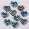 Perles en acrylique en forme de cœur irisées colorées avec trous verticaux pour bijoux DIY. - Noir