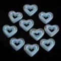 Perles acryliques coeur UV iridescentes, couleur arc-en-ciel bleu pastel pour fabrication de bijoux. - Bleu