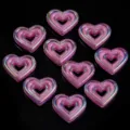 Rosa UV bunte Acryl Herz Perlen, doppelschichtiges Design für DIY Armbänder und Ketten. - Fuchsia