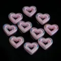 Rosa schimmernde Acryl Herz Perlen mit vertikalem Loch für DIY Schmuck Basteln. - Rosa