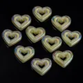 Perles acryliques double coeur plaquées UV trou vertical DIY bracelet collier fabrication bijoux - Jaune