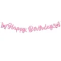 Roze Glitter Vlinder Verjaardag Banner Feest Hangende Decoratie Model Stijl Kleur - Happy Birthday Banner