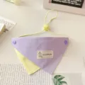 Cute double-layer pet bandana in pastel purple and yellow with adjustable strap and handmade label. - XS / Taro Purple