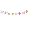 Mooie lente vlinder verjaardag feest banner met mooie kleurrijke bloemen slinger. - Vlinder Bloemen Banner