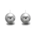 Orecchini a Perno con Sfera in Argento Minimalista Perla Grigia Metallo Tondo S925 - Orecchini a Lobo con Perla Grigia / 8mm