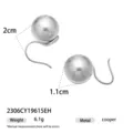 Orecchini pendenti sferici argentati minimalisti con gancio per donna moda quotidiana. - Perla Grigia Gancio in Argento / 12mm