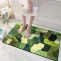 Detailed view of the soft 3D stone pattern absorbent bath mat, non-slip bathroom rug. - Visual 3D Fleece - 7