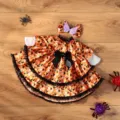 Conjunto de disfraz de ganso de Halloween con vestido de calabaza y lazo morado brillante. - Amarillo