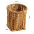 Imitation rattan woven pen holder desktop stationery storage basket for office and home decor. - S