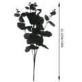 Schwarzer künstlicher Eukalyptus Zweig Halloween Party Heimdeko Kunststoff Pflanze 35cm - Kleines 4-gabeliges Geldblatt - Schwarz
