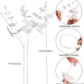 Künstlicher Eukalyptus-Zweig, weiße künstliche Pflanzenblätter, flexibles Design. - Kleines 4-gabeliges Geldblatt - Weiß