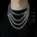 Pesada collar de cadena cubana de acero inoxidable para hombres varias tallas 45-60cm - 60CM / Cadena de eslabones cubanos de 6 caras 6 mm