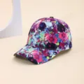 Colorful tie-dye baseball cap graffiti pattern casual outdoor sun protection hat variant - Purplish Red and Rose Red Ink Splatter Dye