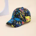 Trendy graffiti print baseball cap for men and women, stylish hip hop snapback sun hat. - Purple and Blue Ink Splash Dye