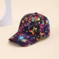 Colorful paint splatter baseball cap for men and women, trendy graffiti tie-dye sun hat. - Violet and Dark Purple Ink Splatter Dye