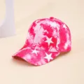 Pink tie-dye baseball cap with white stars, stylish sun protection hat for men and women. - Fluorescent Yellow and Rose Red Five-Star Tie-Dye