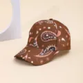 Brown paisley print baseball cap, stylish hip hop adjustable sun hat for men and women. - Light Purple and Coffee Paisley