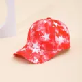 Red and white tie-dye baseball cap with white stars pattern casual sun hat for daily wear - Army Green Red Five-Star Tie-Dye