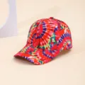 Colorful tie-dye baseball cap for men and women, stylish sun protection outdoor hat. - Grey with Bright Red Peacock Tail