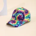 Colorful tie-dye baseball cap, casual unisex sun hat with adjustable strap for outdoor. - Black Yellow-Green Peacock Tail