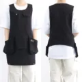Tablier de travail noir multi-poches gilet de cuisine pour café serveur tenue professionnelle - Noir