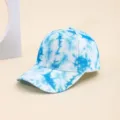 Blue and white tie-dye baseball cap, casual unisex sun protection classic dad hat style. - Apricot and Lake Blue Gradient