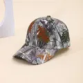 Camo baseball cap for men and women, stylish outdoor sun protection hat with classic leaf print. - Cream & Grey Falling Leaves