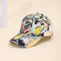 Abstract graffiti print baseball cap for men and women stylish colorful sun protection hat - Fluorescent Green, Light Blue and Yellow Peking Opera Graffiti