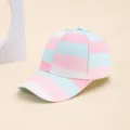 Colorblock striped baseball cap for women and men, stylish pastel sun protection hat. - Light Blue Color Striped Patchwork