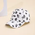 White skeleton print baseball cap, trendy hip-hop skull pattern casual sun protection hat. - Light Brown & White Skull Hands