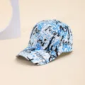 Unisex tie-dye graffiti baseball cap stylish blue and white printed hip-hop sun hat - Watermelon Red & Blue Line Art Text