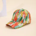 Colorful Feather Print Baseball Cap Unisex Casual Streetwear Fashion Sun Protection Hat - Royal Blue and Orange-Yellow Feathers