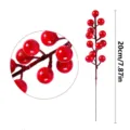 Artificial Red Berry Stems Christmas Wedding Floral Decoration 20cm Single Pick - Holly Red Berries