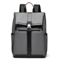 Stylish business mens backpack casual travel grey roll top daypack waterproof bookbag for men - Gray