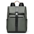 Dark green roll-top business backpack for men, large capacity casual travel school bag. - Army Green