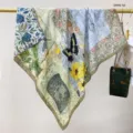 Vintage patchwork print vierkante zijden sjaal elegante bloemen vlinder dames accessoire - 24