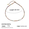 Chic multi-color natural stone and irregular pearl titanium steel necklace for women 36+5cm - Irregular Pearl Pendant Style (2507ZK41007XL) / 36+5cm