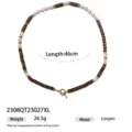 Elegante collana di perle con chiusura a T per uno stile vintage autunno inverno. - Stile Fibbia OT Perle Legno (2308QT23027XL)