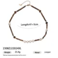 Collana di perle placcata oro vintage elegante catena maglione gioielli donna accessori moda - Stile a Strati Perla Occhio di Tigre (2308ZJ22024XL)