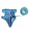 Set pettorina e guinzaglio in peluche blu per piccoli animali con simpatico design di dinosauro. - Blu