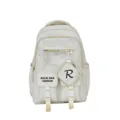 Casual aesthetic ita backpack with clear window and detachable pouch for school students girls. - White
