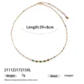 French vintage emerald zirconia necklace, elegant copper collarbone chain for women. - Green Zirconia Style (2111ZJ17215XL)