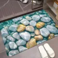 3D Pebble Diatomaceous Earth Bath Mat Absorbent Quick Drying Non Slip Floor Mat for Bathroom - 40*60cm (Second-Gen Diatom Mud) / Pebbles-4