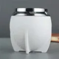 Stainless steel mate gourd cup detail showing smooth white body and polished metal rim edge. - 280ml / White