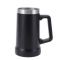Stainless steel beer mug with handle, large capacity insulated vacuum tumbler for daily use. - Black