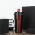 Stainless steel thermal coffee cup with handle, portable travel mug for car and office use. - 400ml / Red