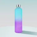 Gradient frosted plastic water bottle with time marker, 1000ml large capacity portable cup. - 1000ML / Purple and Blue Gradient