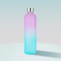 Gradient frosted plastic water bottle with time marker, large capacity sports tumbler cup. - 1000ML / Light Blue-Purple Gradient